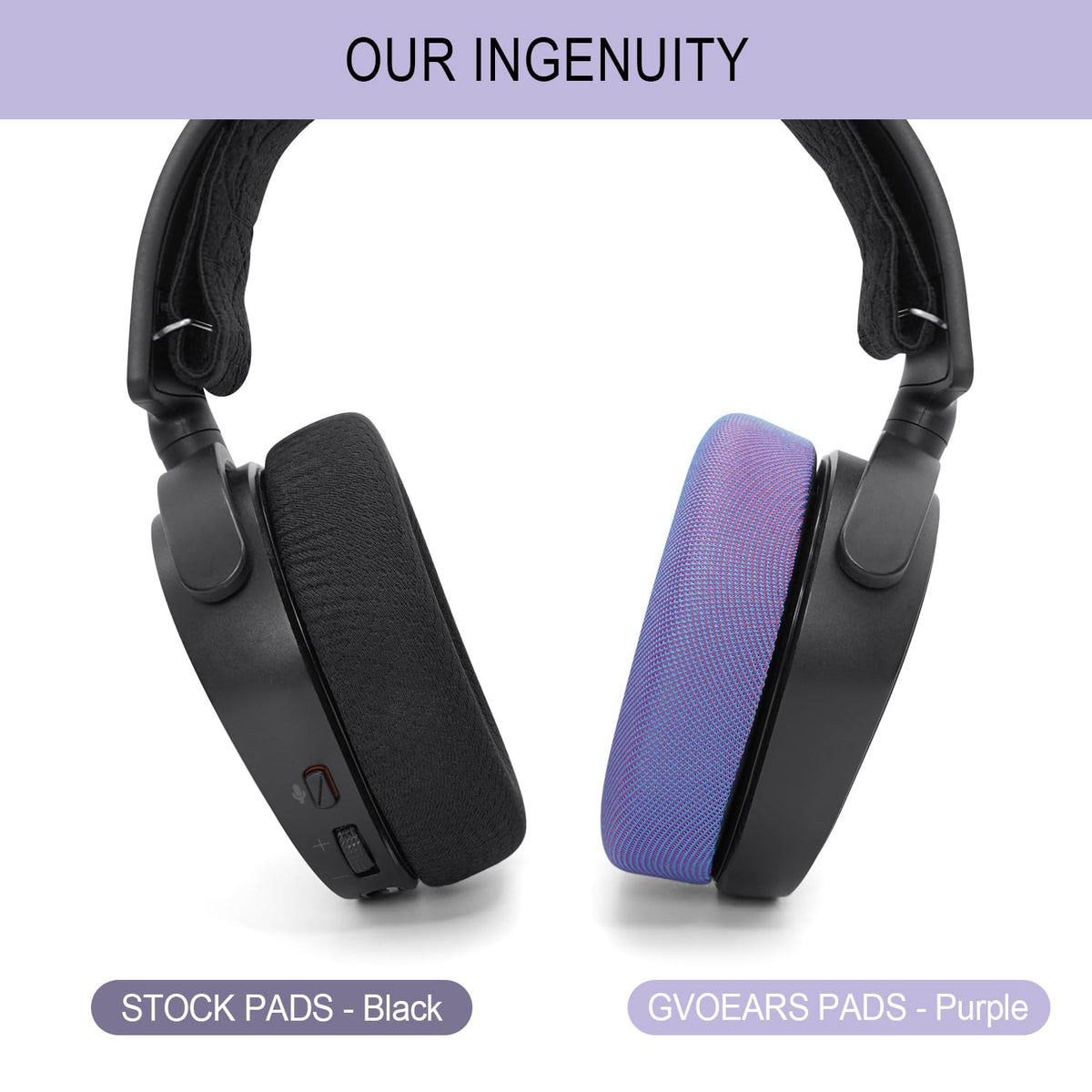 G GVOEARS ear pads installed on SteelSeries Arctis demonstrating easy upgrade