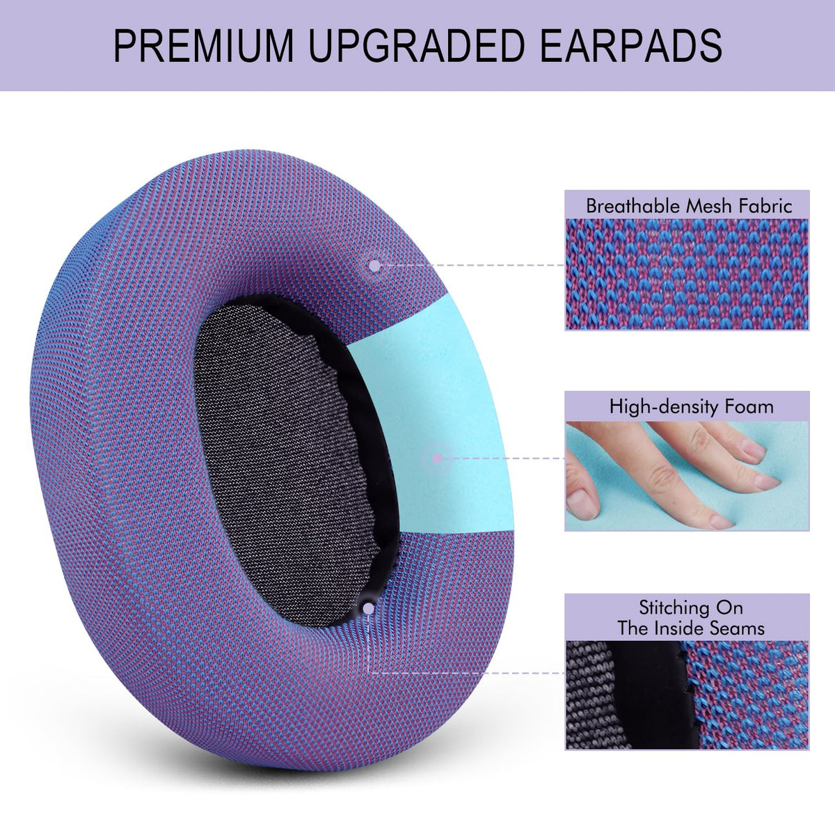G GVOEARS memory foam cross-section showing dense slow-recovery support