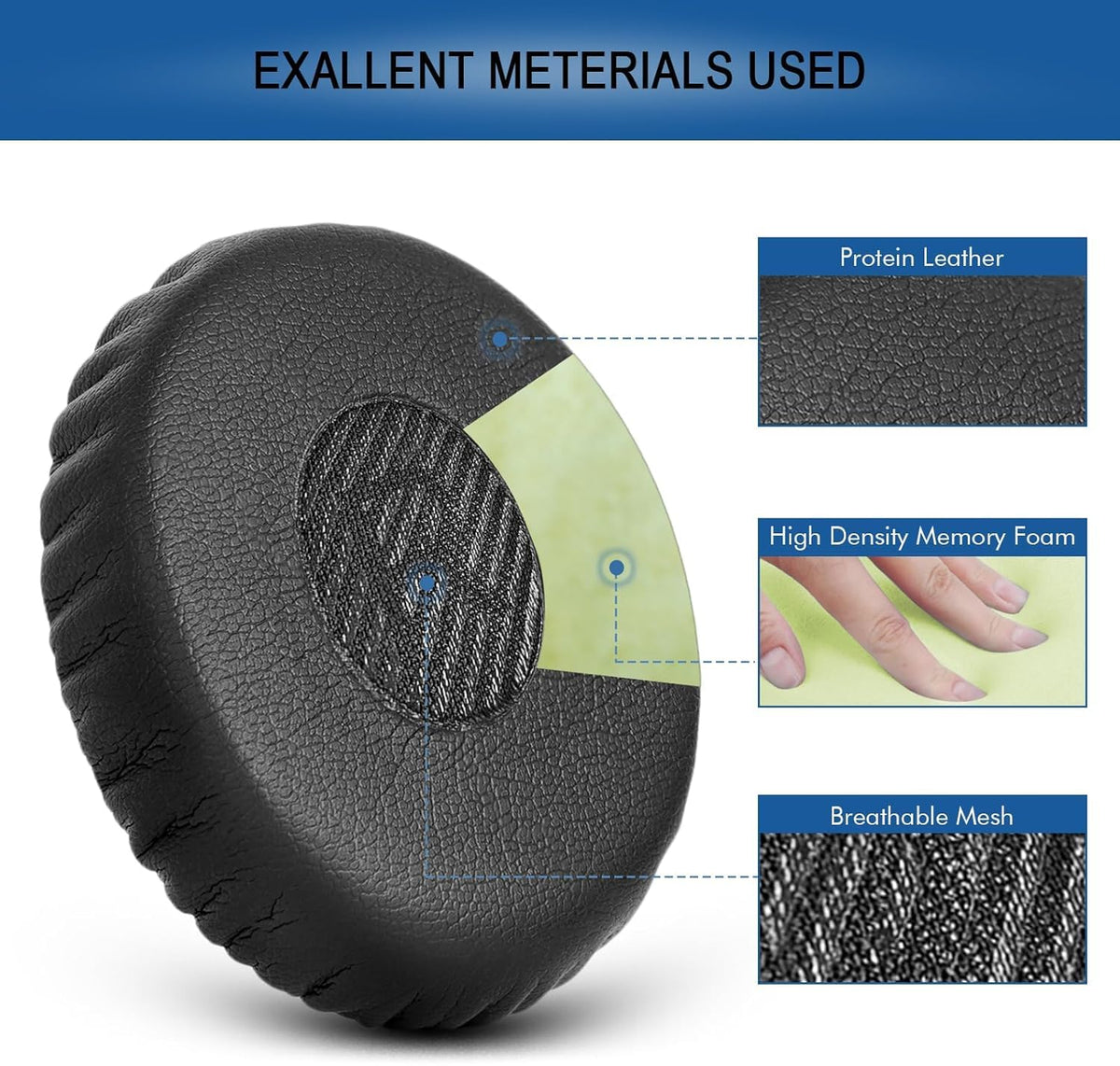 G GVOEARS mesh backing and stitching detail showing reinforced durability