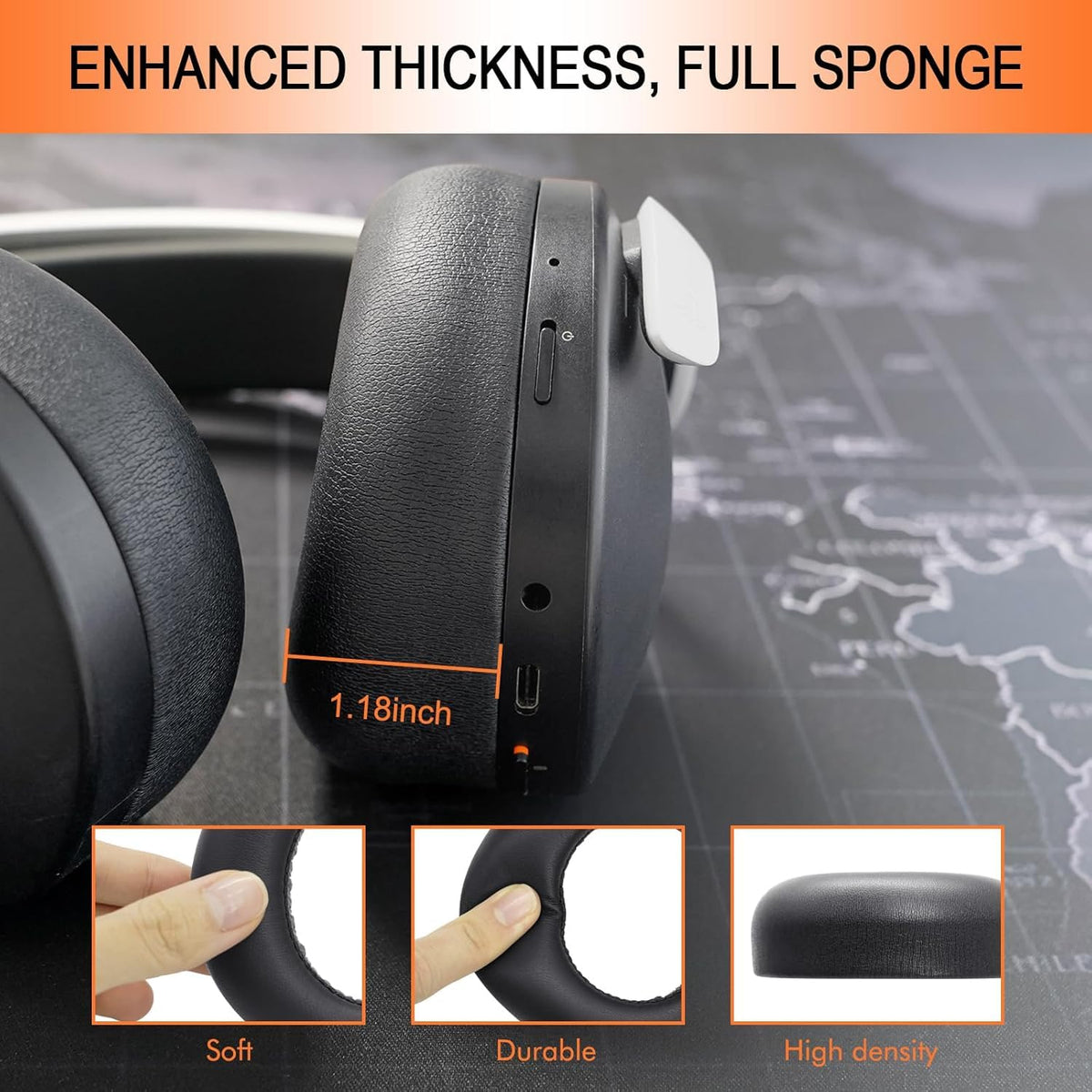 G GVOEARS thickness comparison demonstrating fuller cushioning benefit