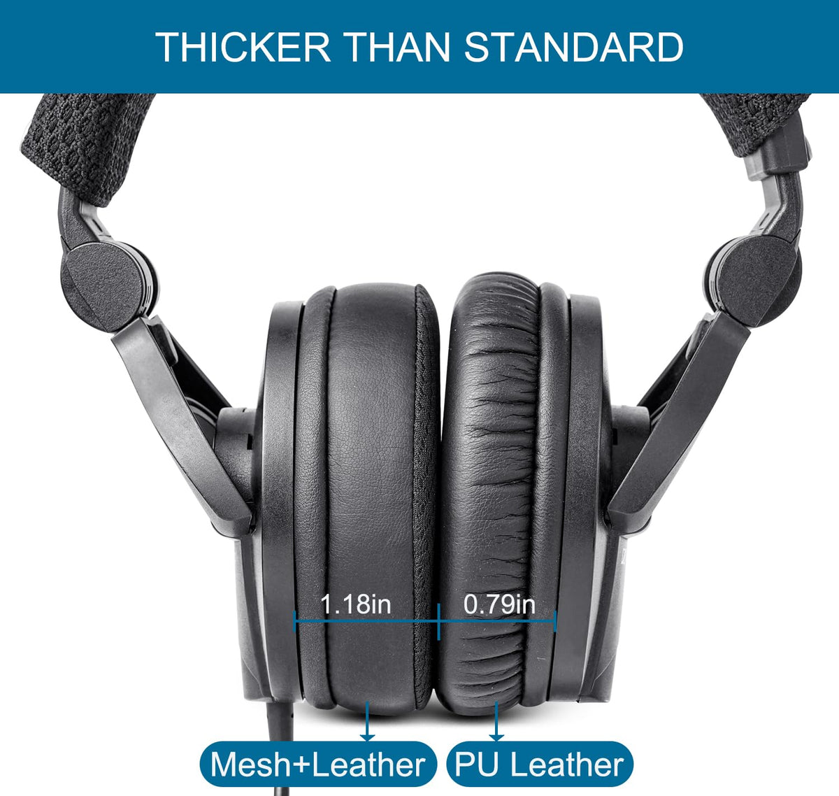 G GVOEARS ear pad next to ruler showing accurate size and fit