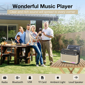 G Keni portable solar radio big speaker delivering rich sound for gatherings.