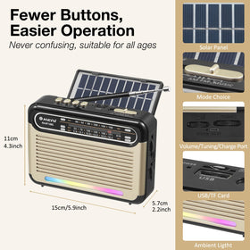 G Keni AM/FM/SW radio tuning knob lets you select stations easily.