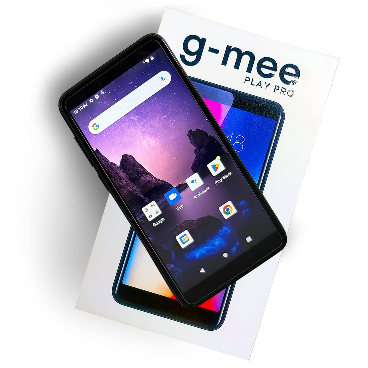 G-Mee Play Pro front view showing screen and app icons for quick media access