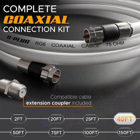 G-PLUG F81 coaxial coupler connects cables for extended reach.