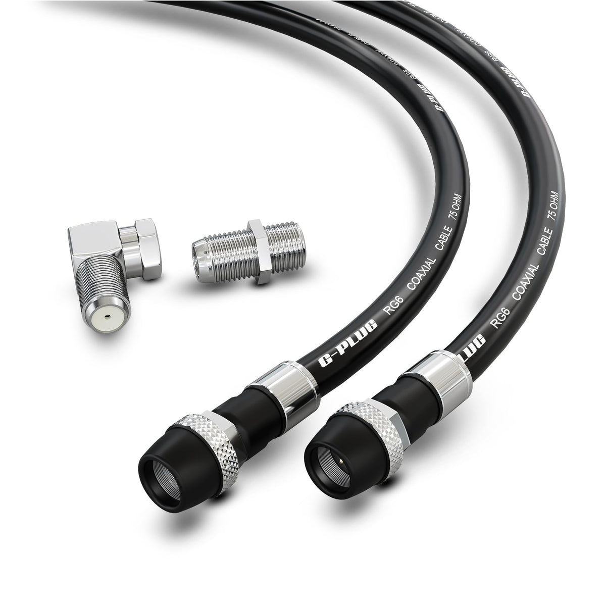 G-PLUG RG6 coaxial cable 40ft showing triple shielding for clear signals