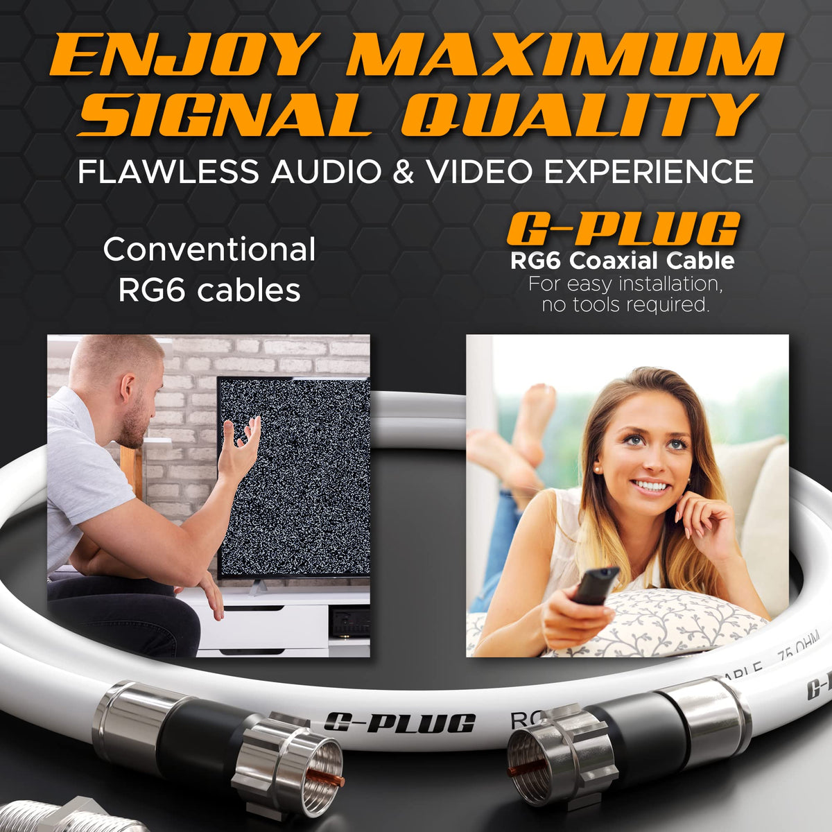 G-PLUG universal compatibility with cable modems, routers, and satellite gear.