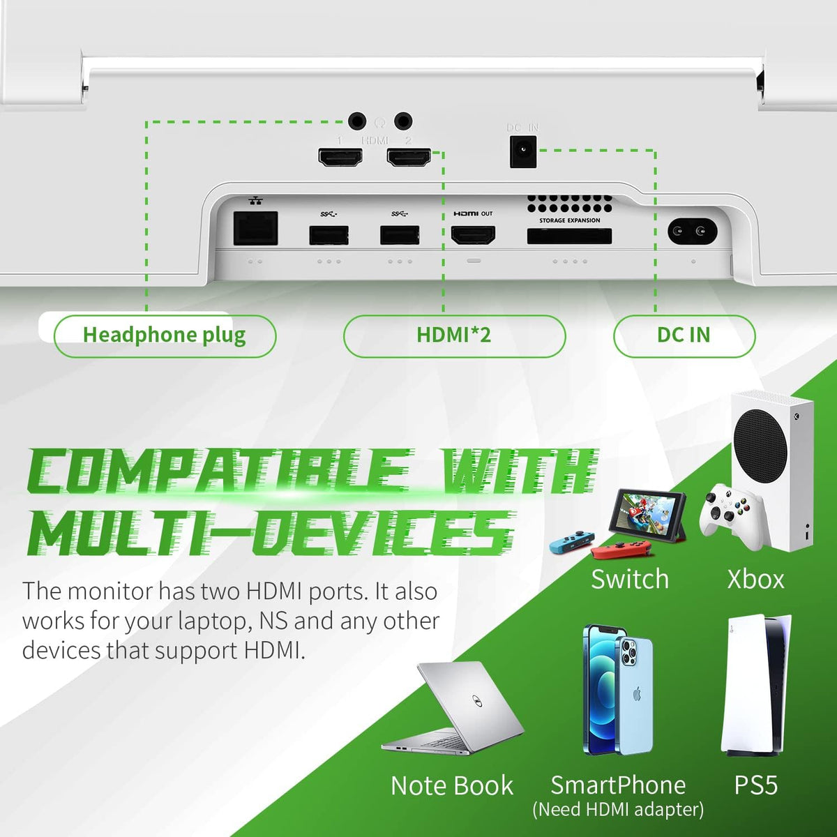 G-Story 14-inch portable monitor in use with Xbox Series S.