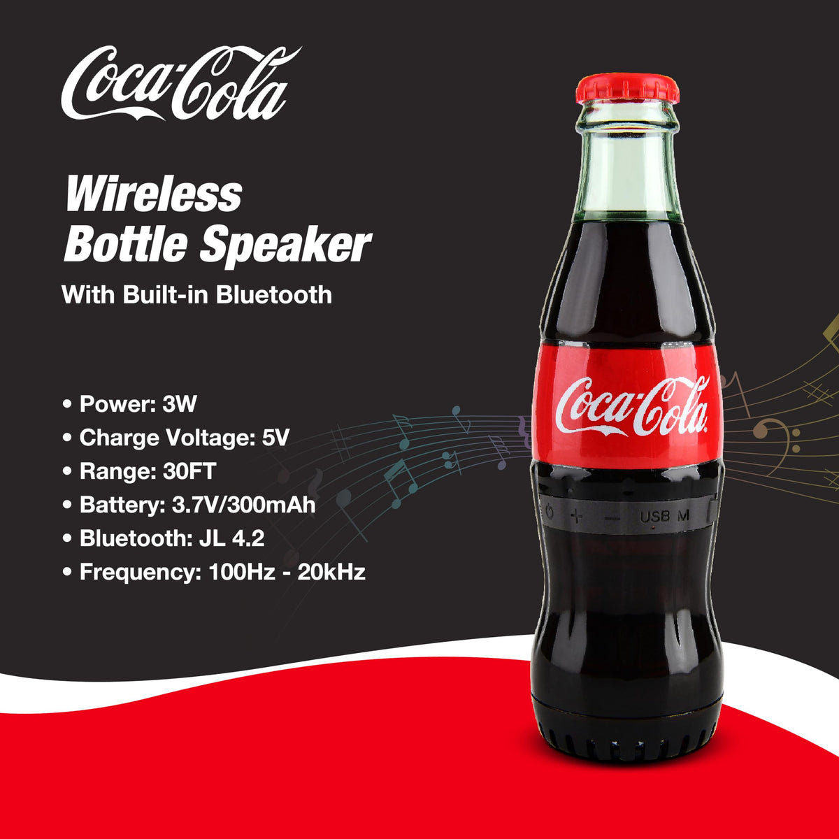 Gabba Goods Coca-Cola bottle speaker back panel showing durable design for beach days