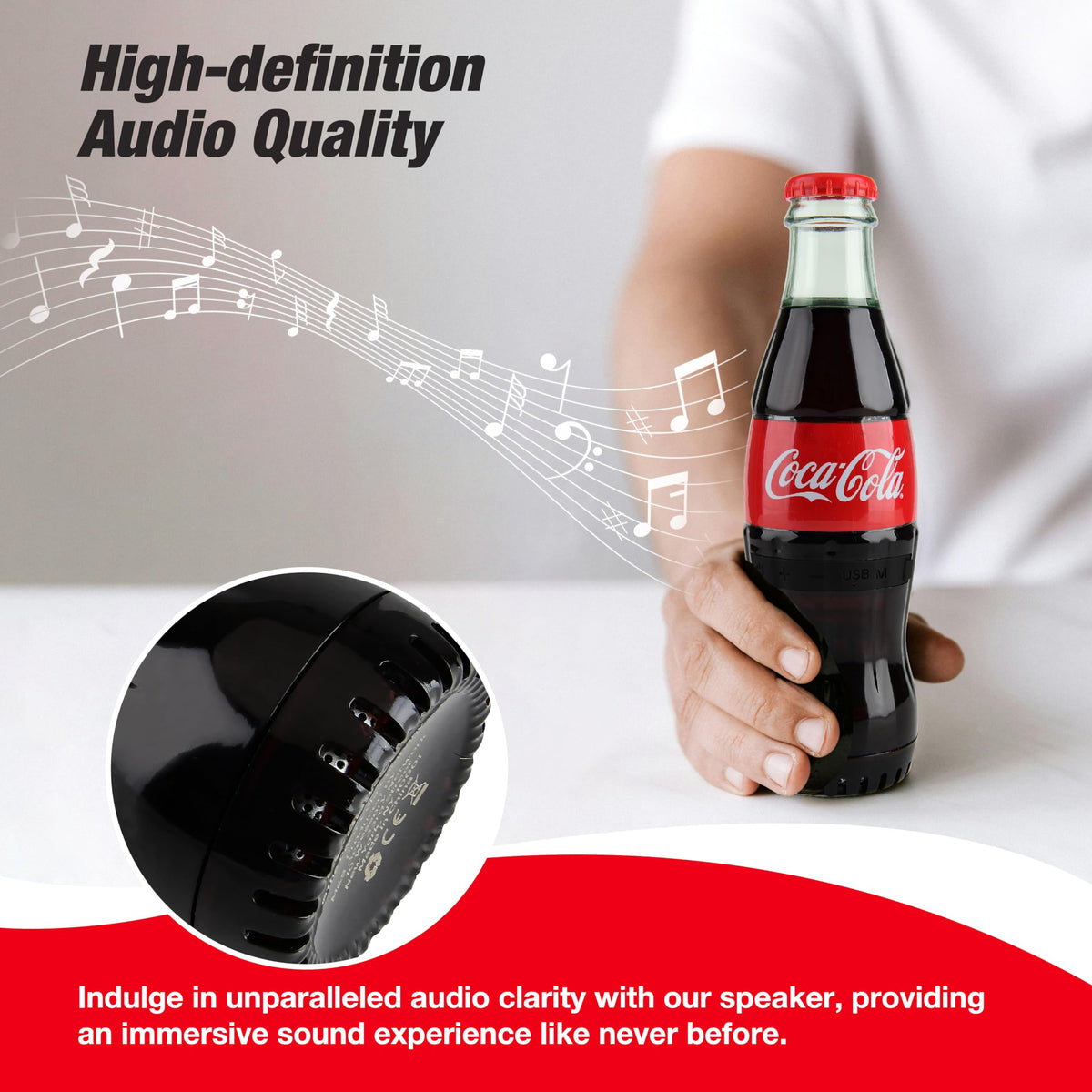 Gabba Goods Coca-Cola bottle speaker portable design fits bags and beach totes