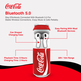 HD stereo sound with deep bass from Gabba Goods Coca-Cola Earbuds