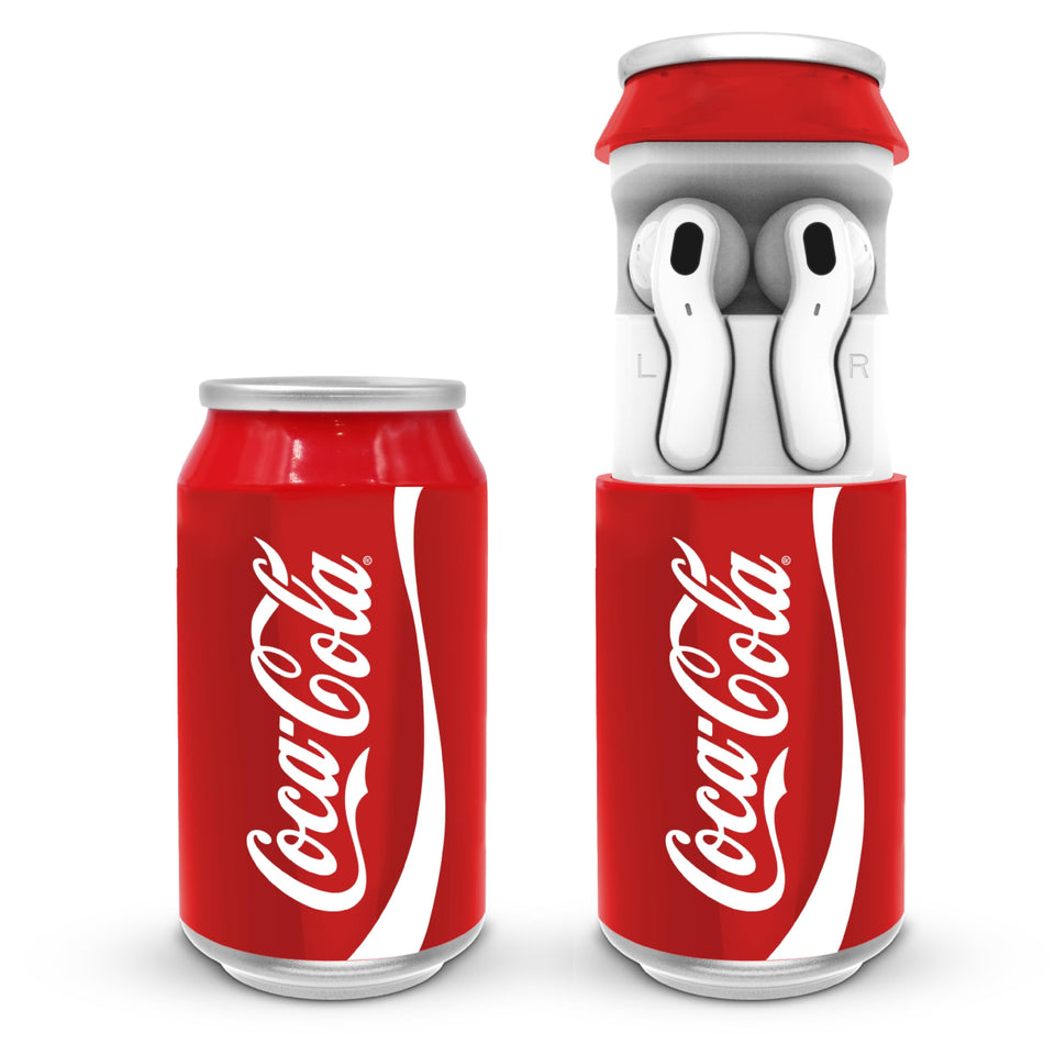 Gabba Goods Coca-Cola Earbuds with charging case for stylish portability and quick recharging
