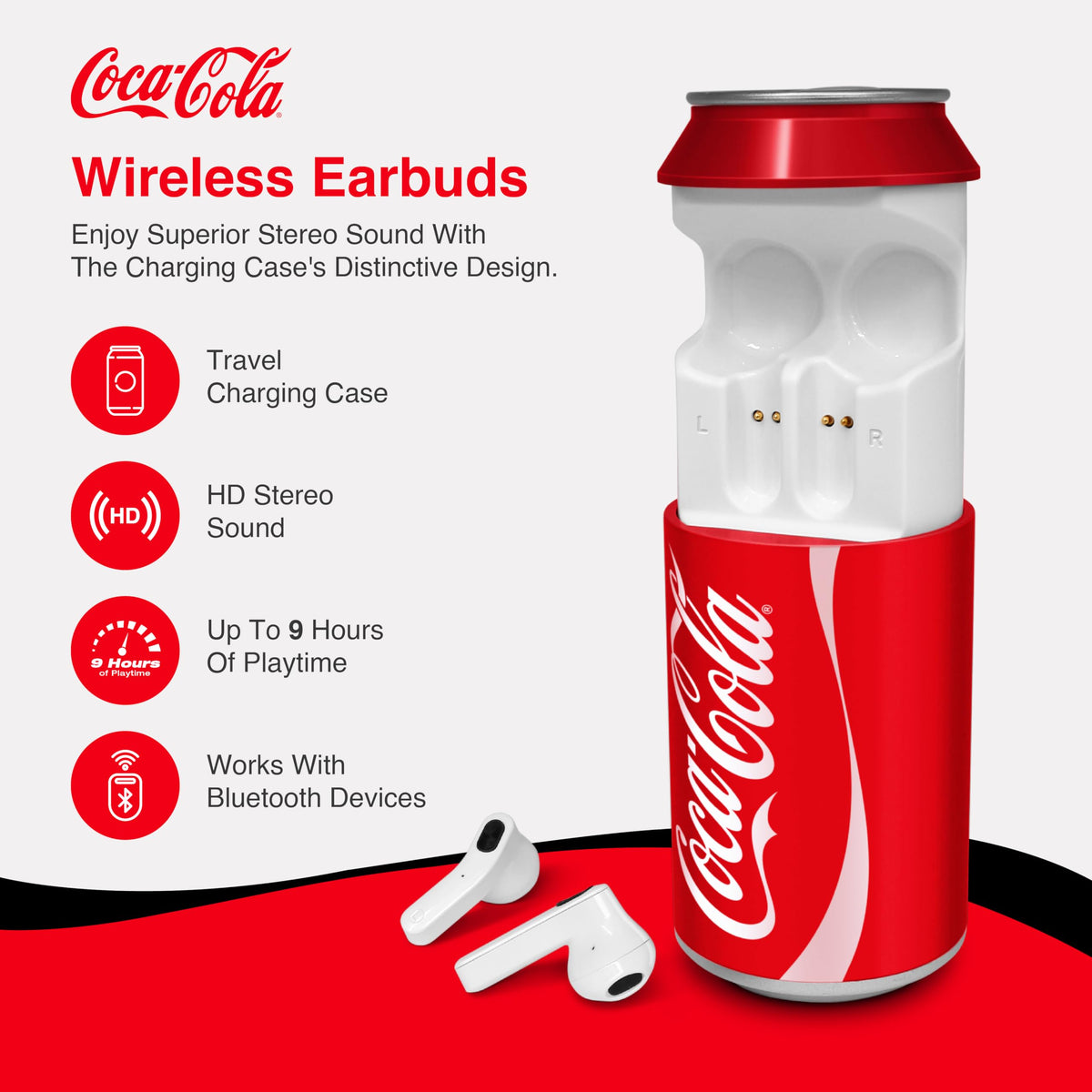 Coca-Cola Earbuds in-ear design demonstrating ergonomic fit for extended wear