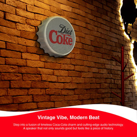 Gabba Goods Diet Coke bottle cap Bluetooth speaker kickstand in use for stable desk or tray setup.