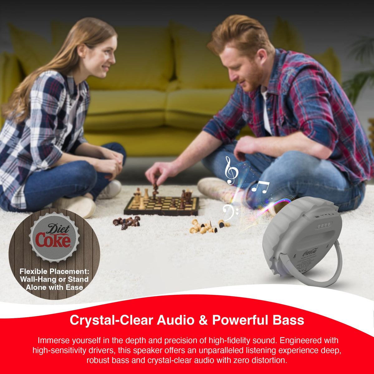 Gabba Goods Diet Coke bottle cap Bluetooth speaker memory card slot for offline playlists.