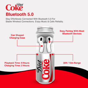 Gabba Goods Diet Coke Earbuds packaging box highlights brand style and product features
