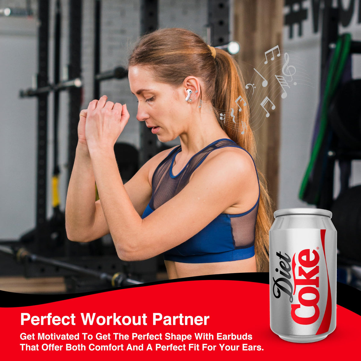Gabba Goods Diet Coke Earbuds side profile emphasizes compact design and ergonomic feel