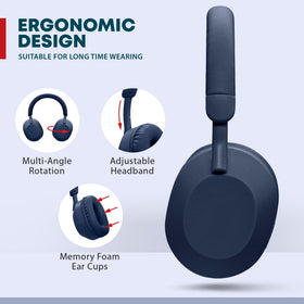 Gabba Goods blue headphones on a desk in a modern setup