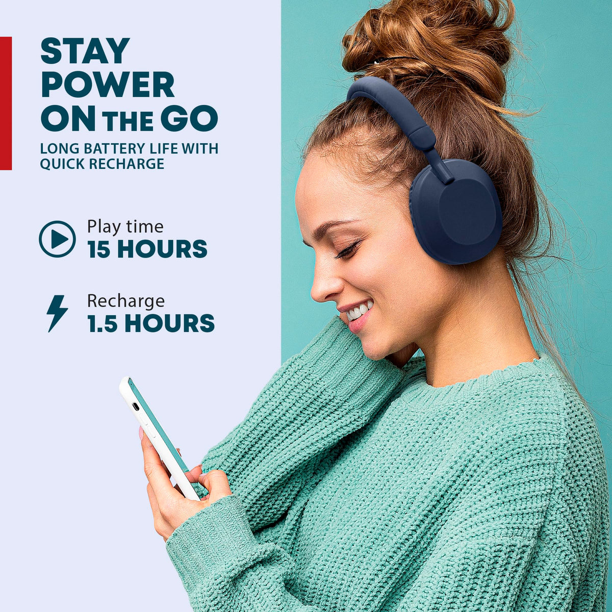 Gabba Goods blue headphones with built-in mic for clear calls
