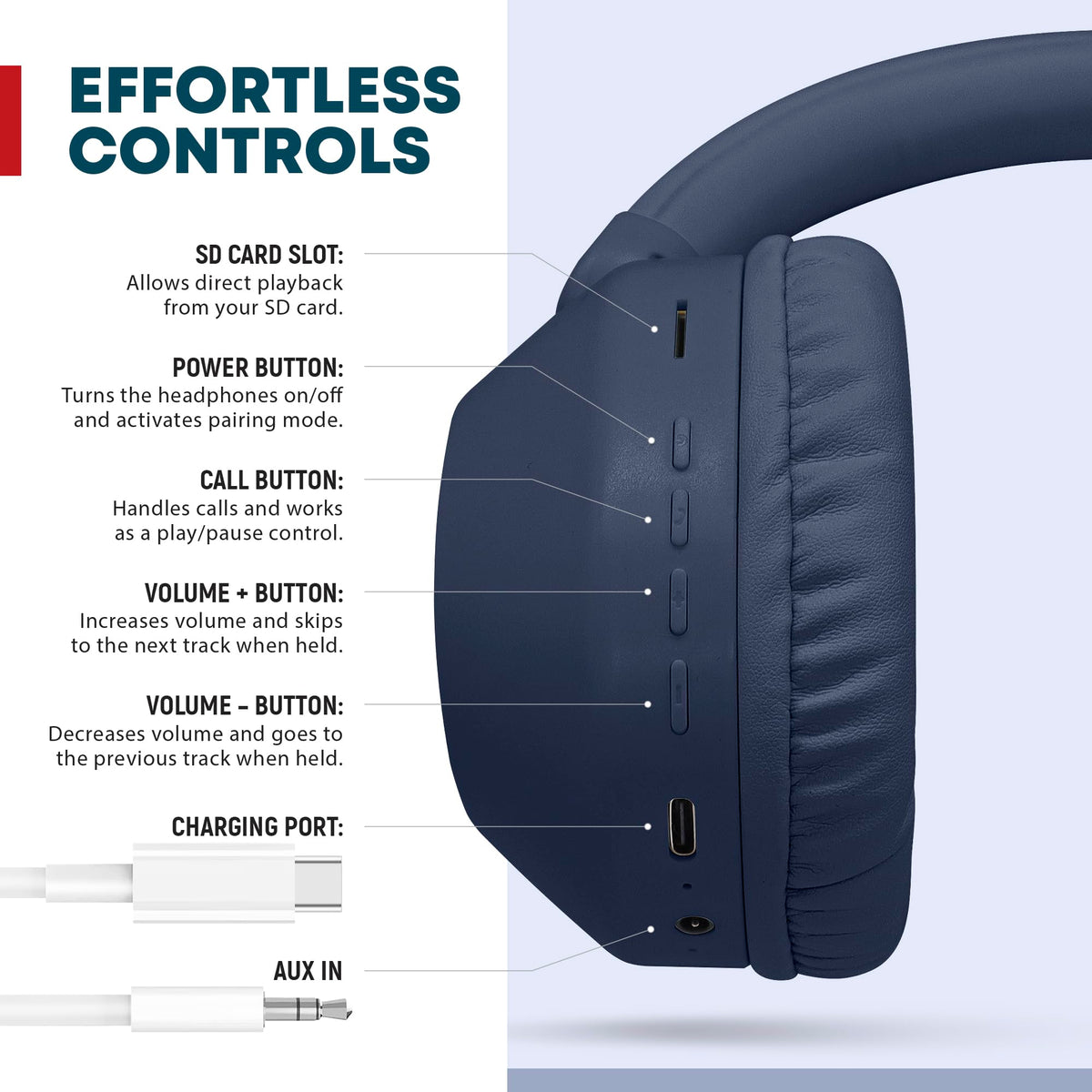 Gabba Goods blue over-ear being worn for immersive listening