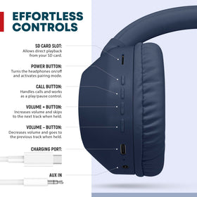 Gabba Goods blue over-ear being worn for immersive listening