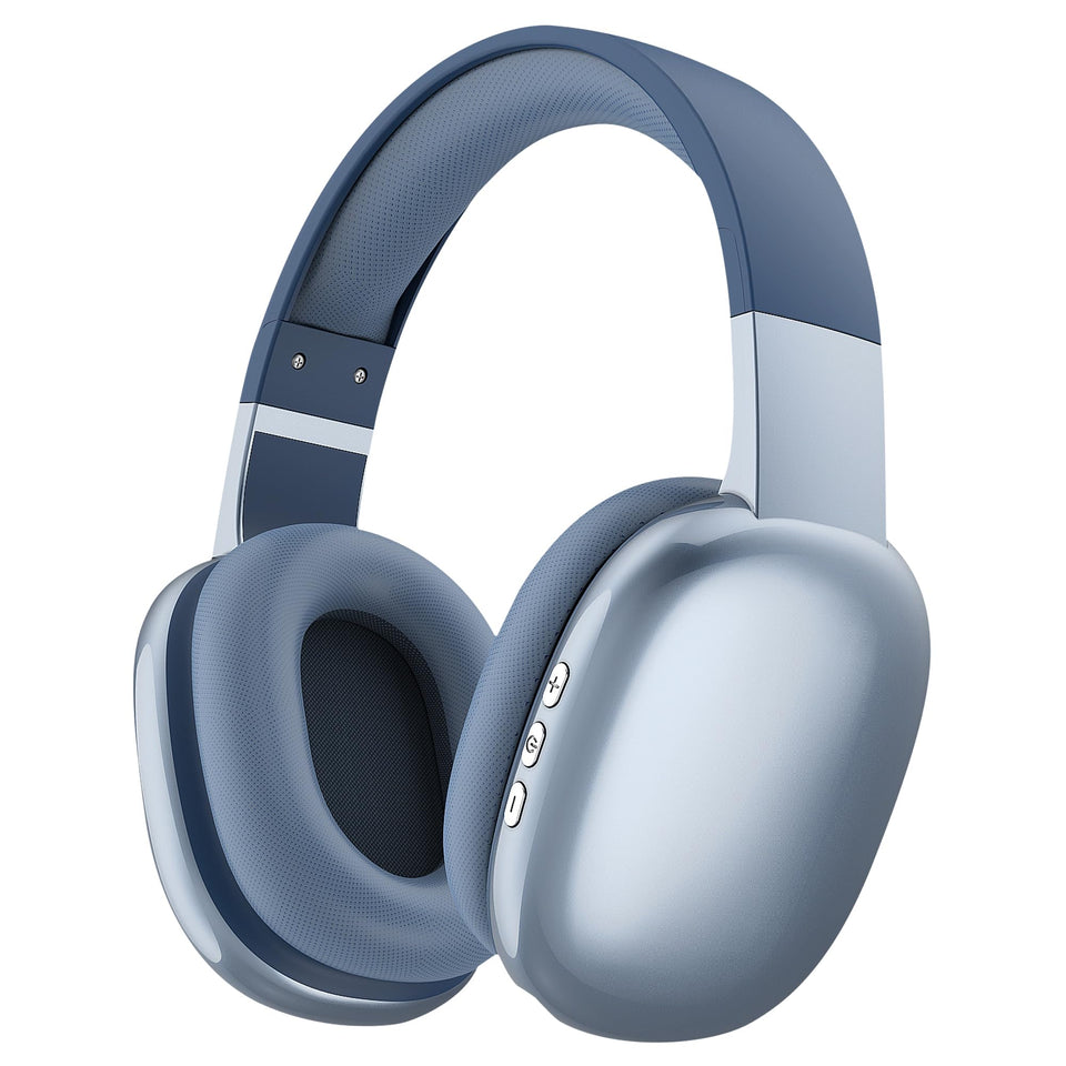 Gabba Goods front view blue headphones showing overall design and portability benefit