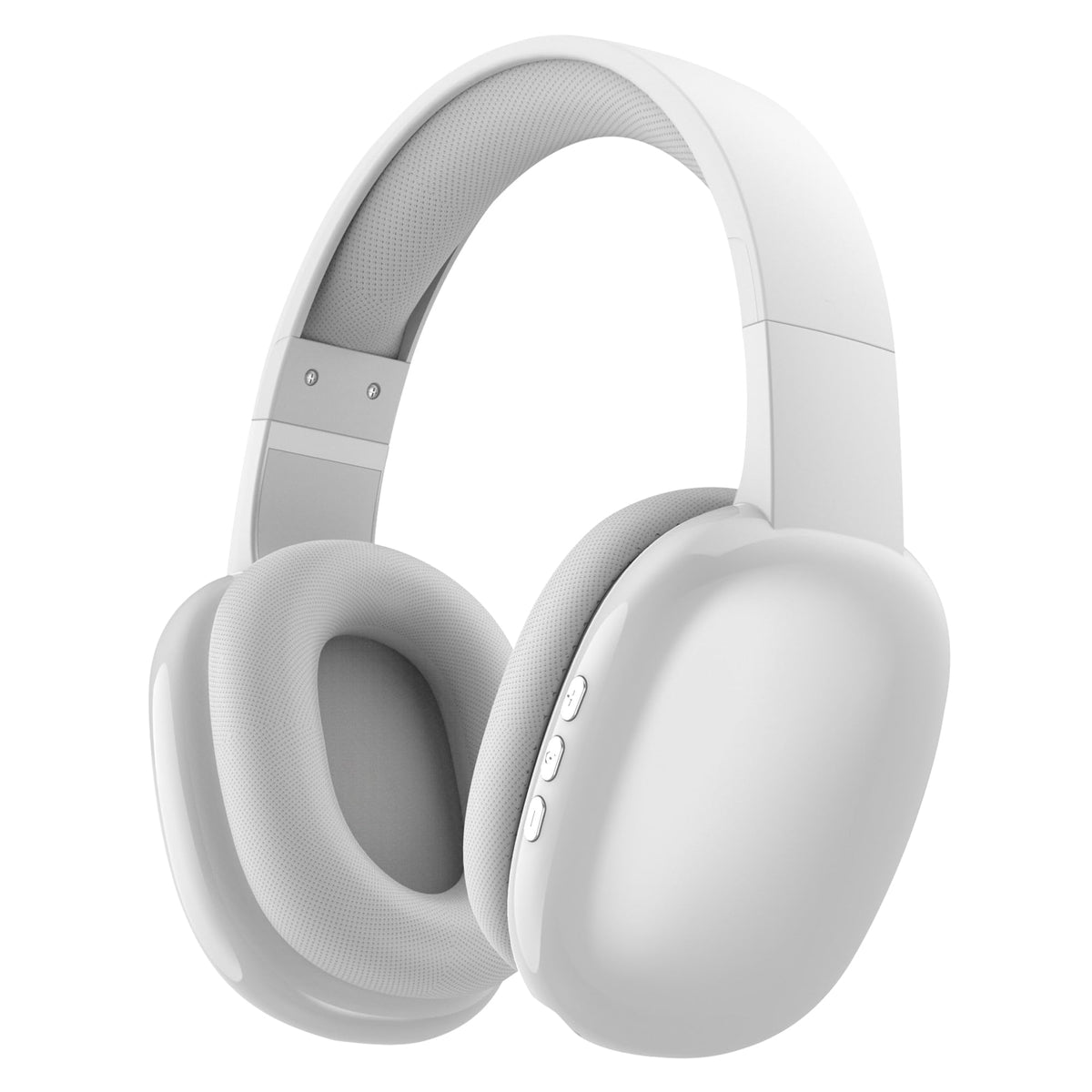Gabba Goods front view silver headphones showing sleek design and portability