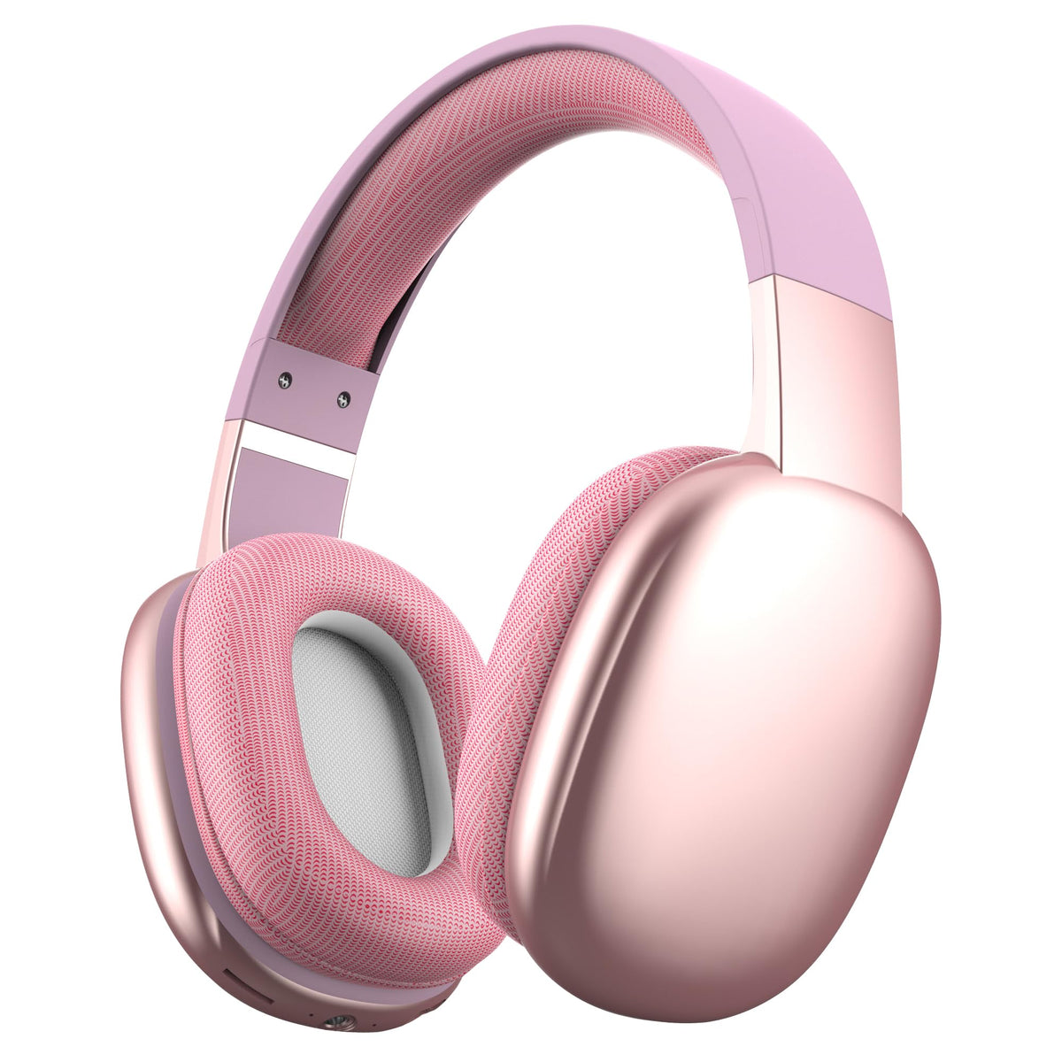 Gabba Goods front view showing pink headphones and clear branding, great portability