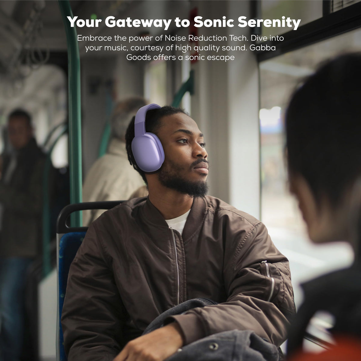 Gabba Goods on commuter lap showing everyday use and noise-reduction focus