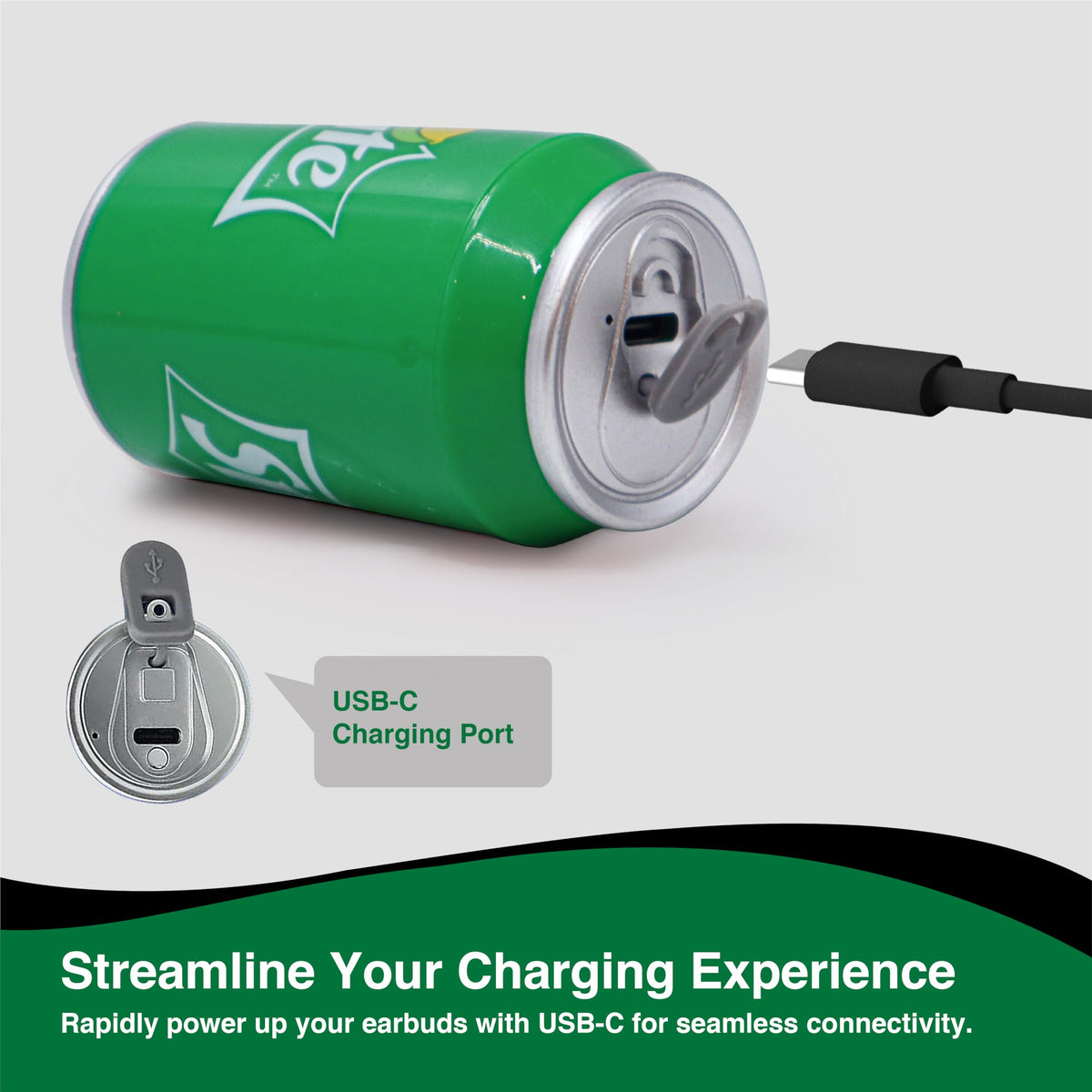Gabba Goods Sprite Can Earbuds come with a compact, stylish charging case.