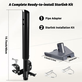 GADFISH mount beside Starlink dish for size and scale comparison benefit