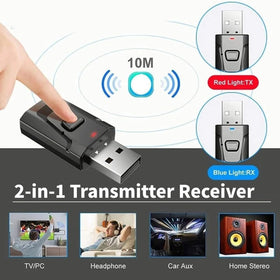 GAHQB USB Bluetooth Transmitter pairing indicator shows mode for easy setup.