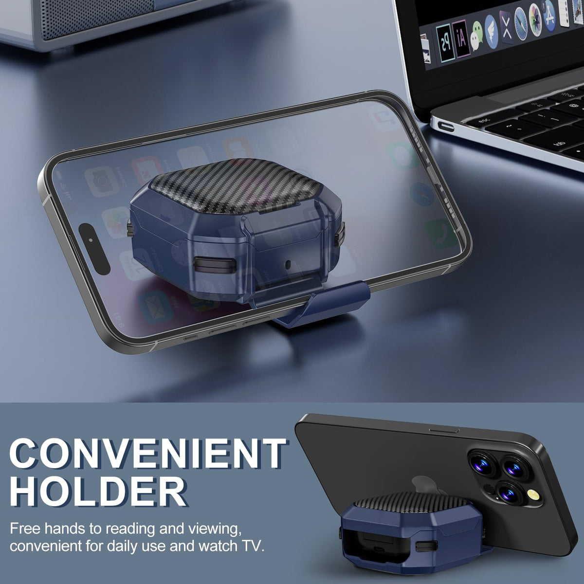 Galafoki Buds 2 Pro case blue with secure lock for travel.