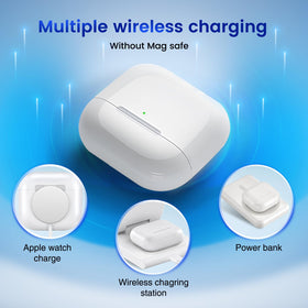 GALAWAY‑US AirPods 4 case on a Qi pad illustrating wireless charging convenience on the go