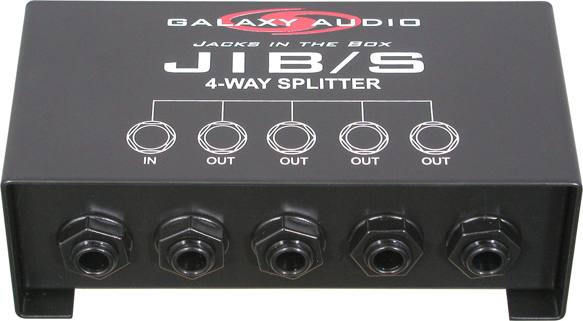 Galaxy Audio JIB/S front panel with four 1/4 inch outputs showing clear connectivity and reliable splitting