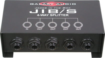 Galaxy Audio JIB/S front panel with four 1/4 inch outputs showing clear connectivity and reliable splitting