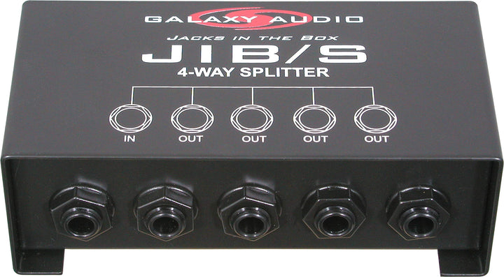 Galaxy Audio JIB/S front panel with four 1/4 inch outputs showing clear connectivity and reliable splitting