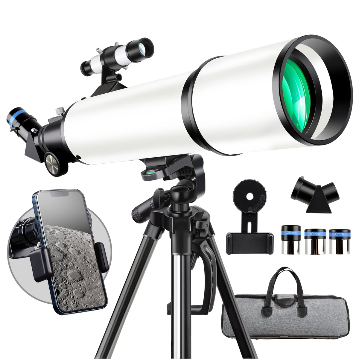 GALAEYES telescope assembly and finderscope for quick setup and accurate targeting