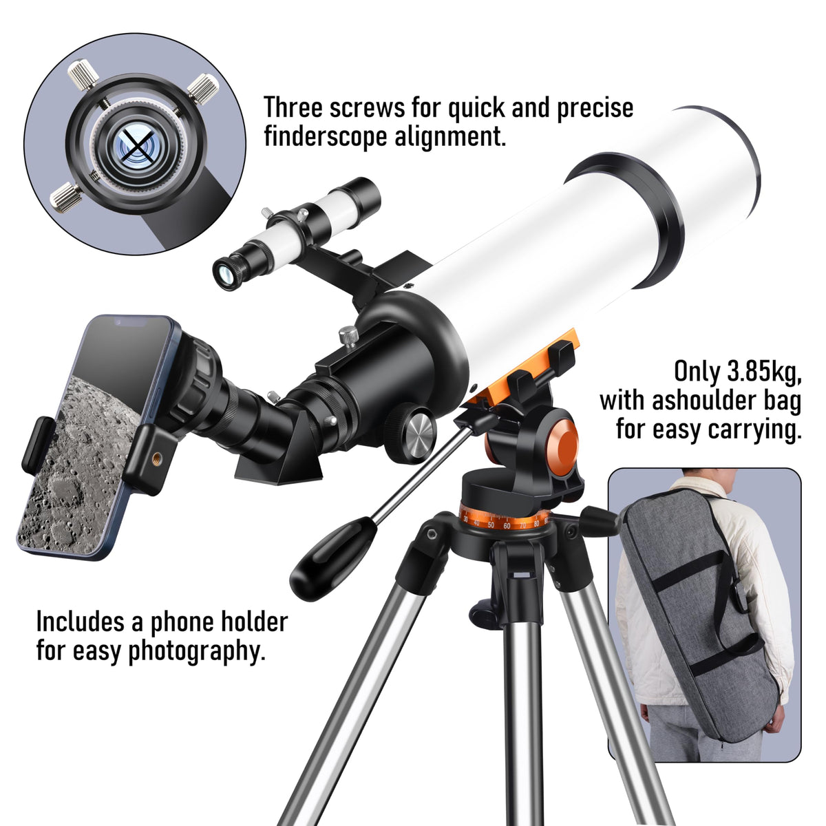 GALAEYES telescope protective bag makes transport simple.