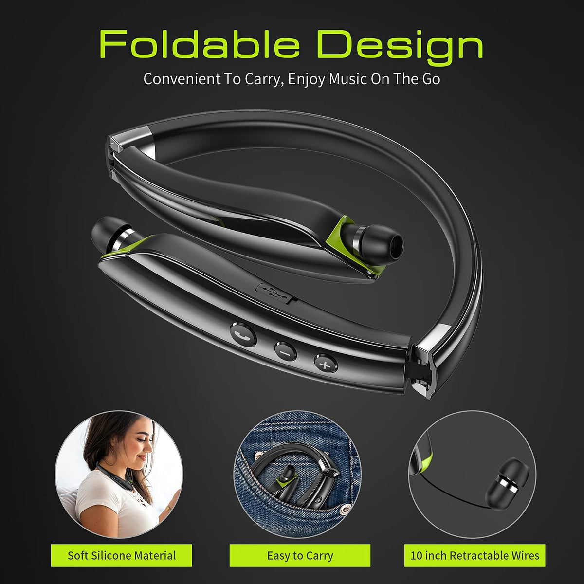 Galirity retractable earbuds close-up highlighting tangle-free convenience