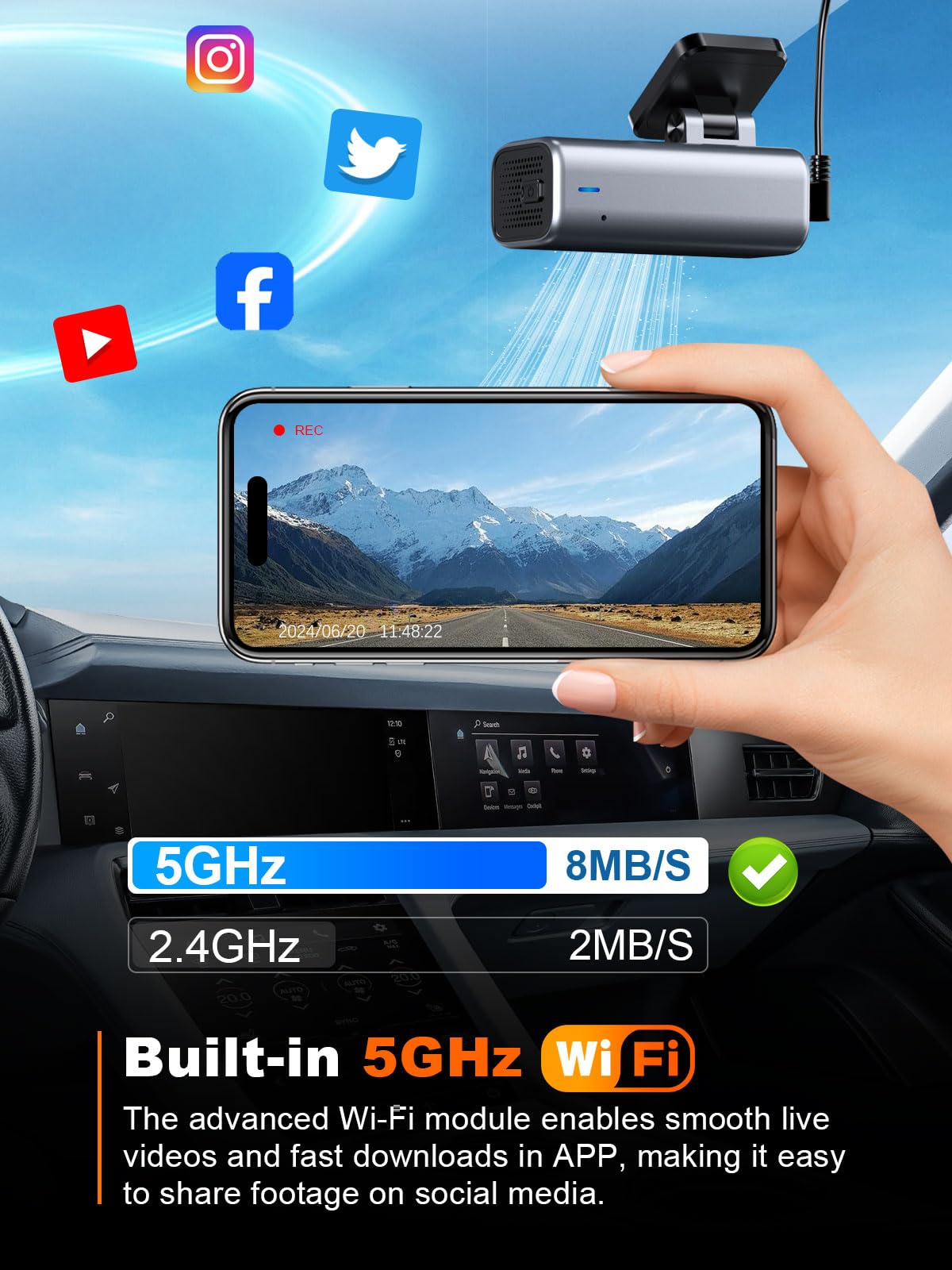 galphi installed in car dashboard lifestyle view showing easy, unobtrusive installation