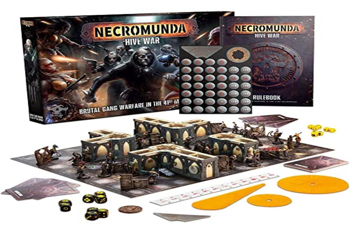 Games Workshop Necromunda Hive War box front with miniatures for quick skirmish setup