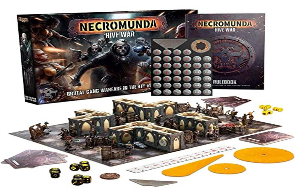 Games Workshop Necromunda Hive War box front with miniatures for quick skirmish setup