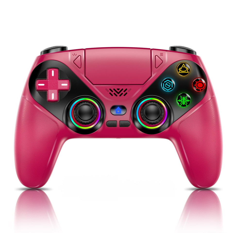 Gamrombo maroon controller front view showing buttons and ergonomic grip benefit