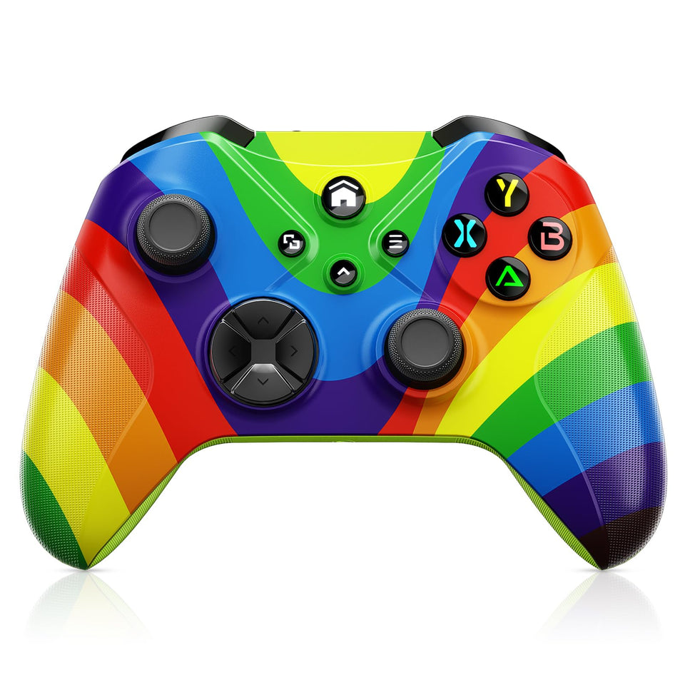 Gamrombo controller front view showing button layout and comfortable grip