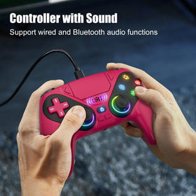 Hand holding Gamrombo controller showing scale and comfortable grip benefit