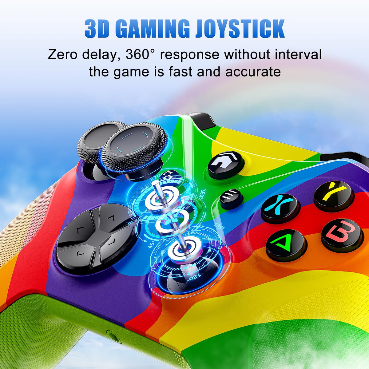 Gamrombo controller RGB lighting detail showing customizable multi‑color atmosphere