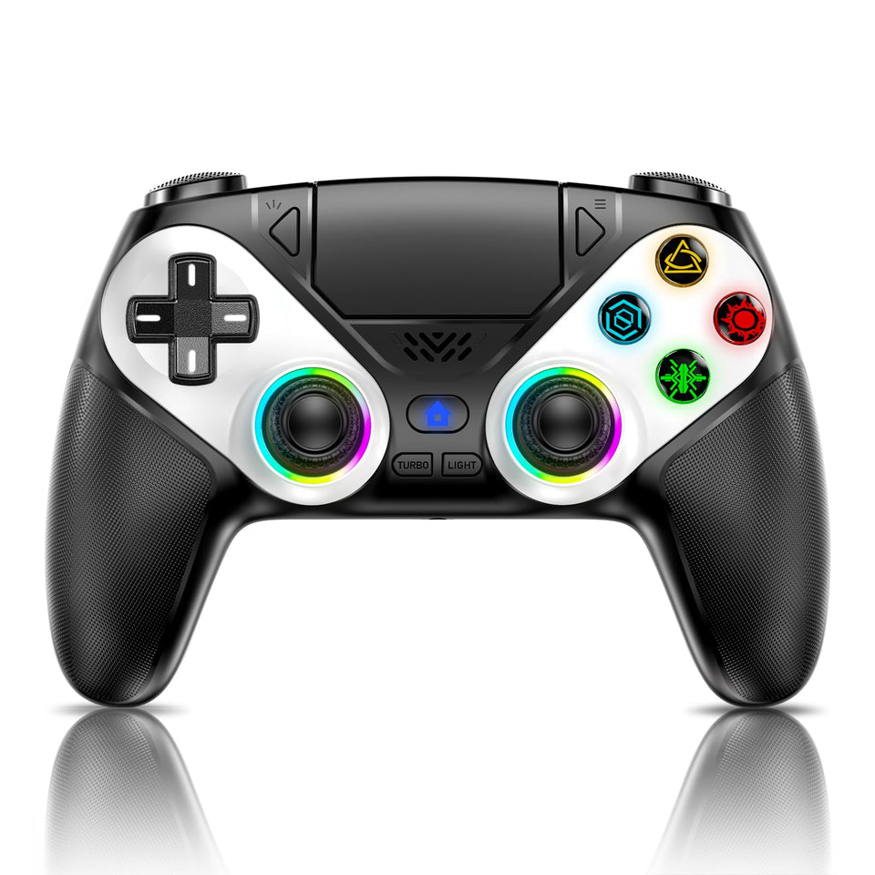 Gamrombo controller front view showing buttons and ergonomic design for comfortable play