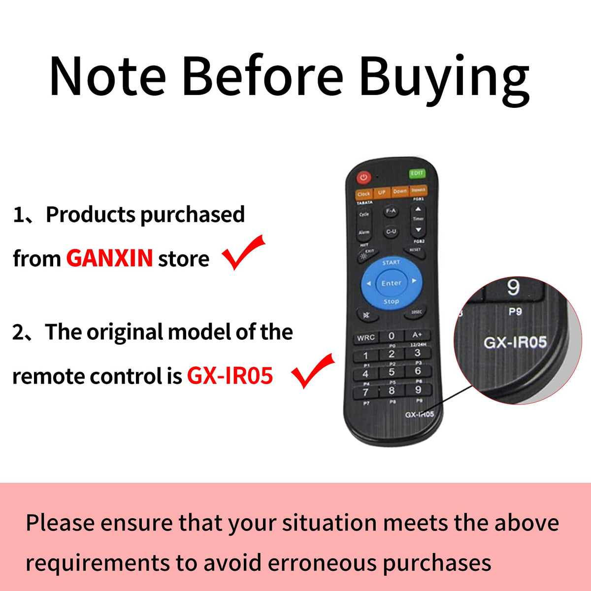 GAN XIN GX-IR05 remote back view showing easy battery compartment access