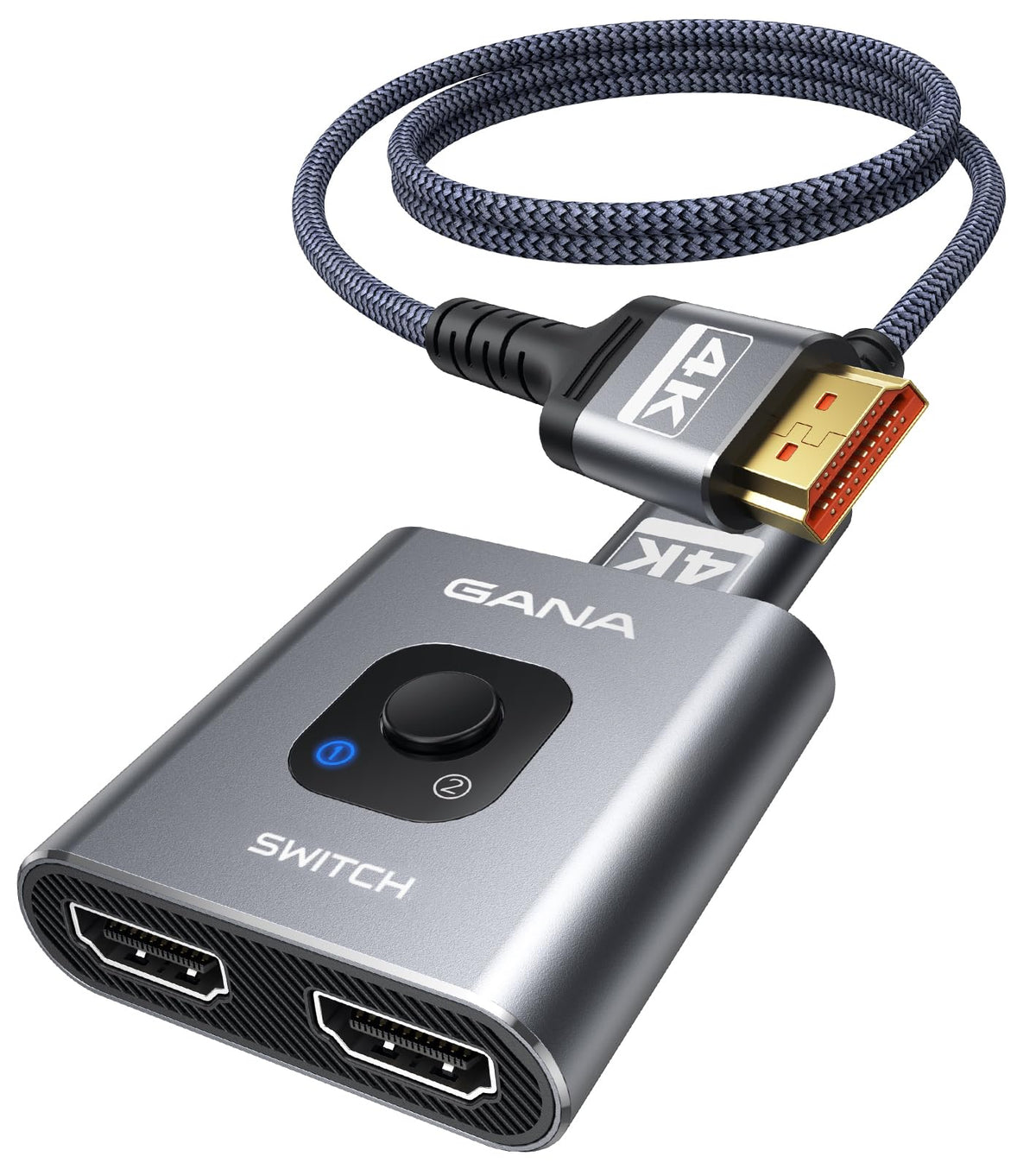 GANA HDMI Switch 3-port hub front view for tidy setup